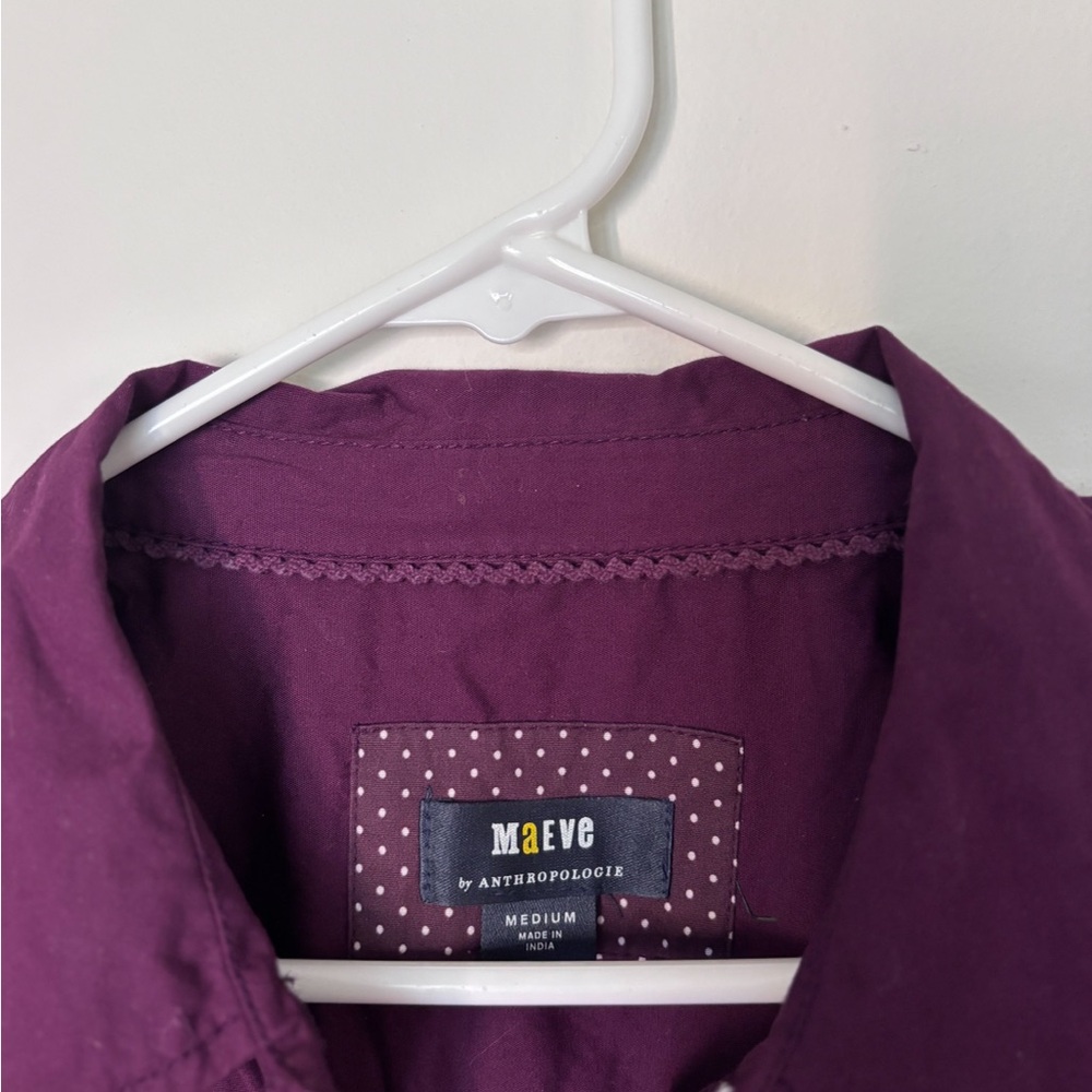 Anthropologie Maeve The Bennet Buttondown Shirt Dark Purple - Picture 4 of 6